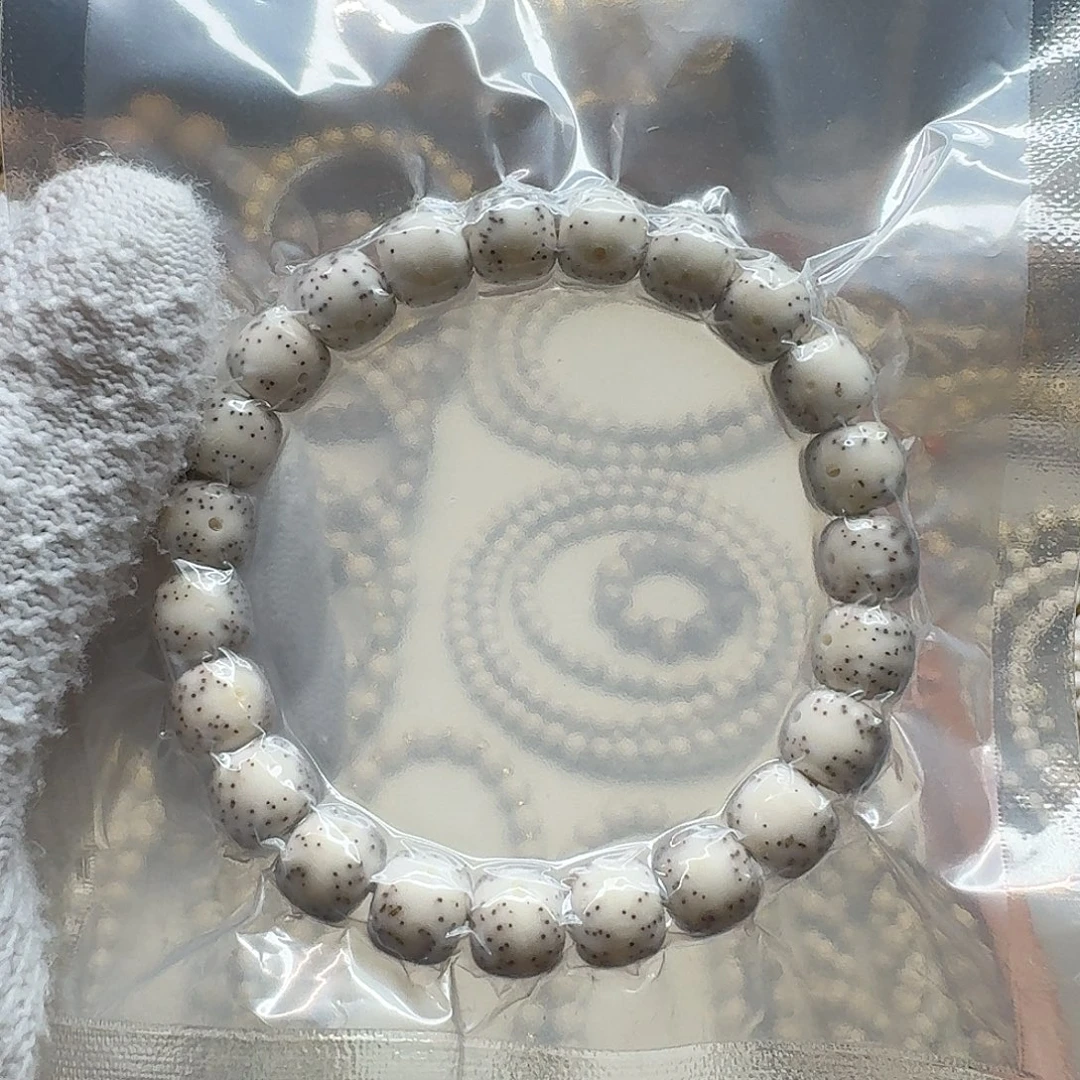 手串星月菩提石玉料10/9瓷白糯冰料月留白针尖小细星