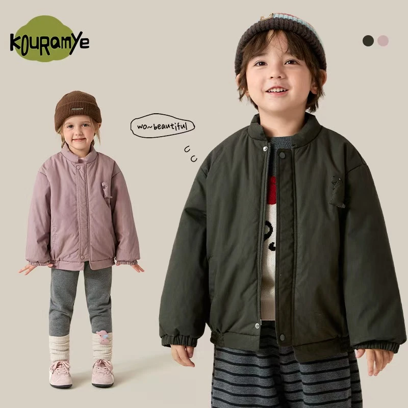 酷娃米中小童秋冬款保暖小恐龙立领夹克拉链外套20971