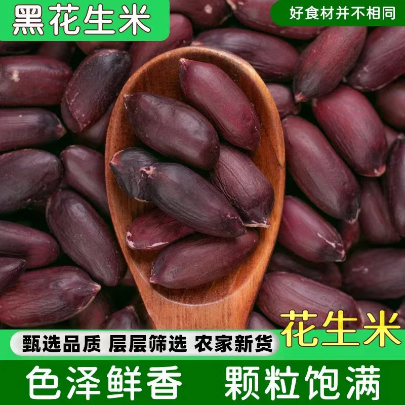 黑皮花生米正宗特产紫皮花生米富硒花生新货黑花生农家自种