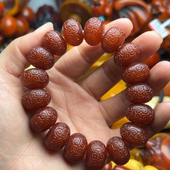 琥珀（花珀）手串未镶嵌蜜蜡