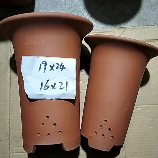 紫砂红泥兰花盆两个