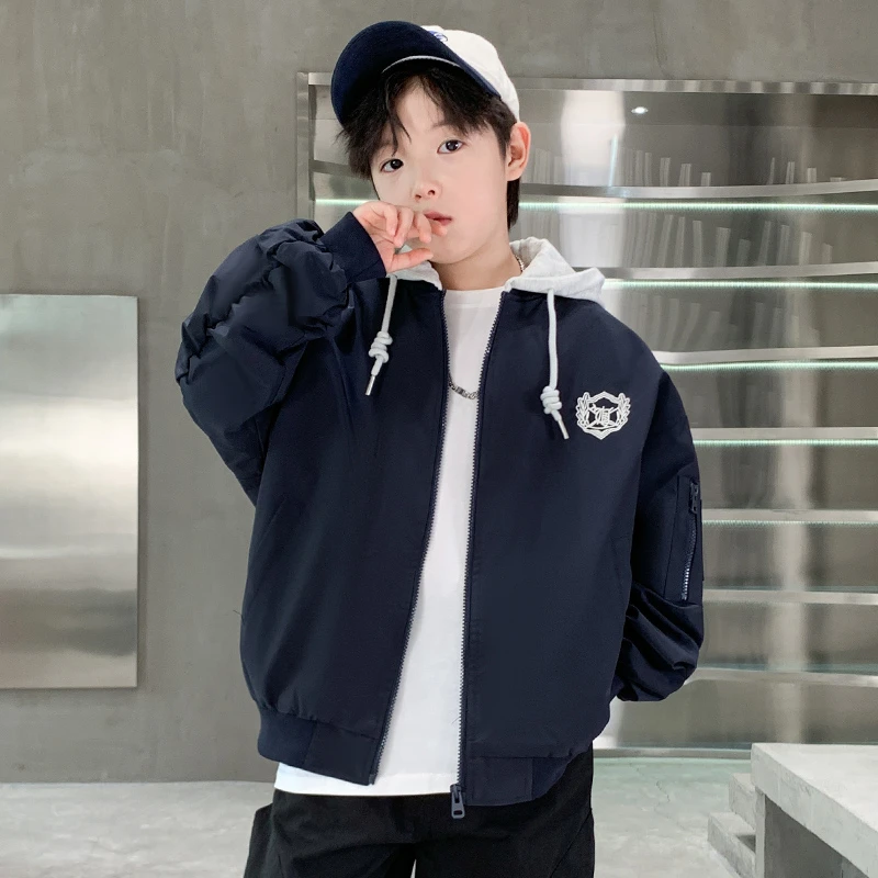 男童秋装连帽夹克外套6-12岁中大童短款帅气时髦韩版洋气儿童上衣