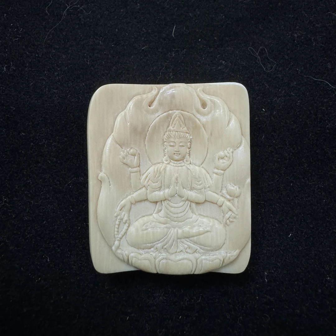 千手观音牌子天然猛犸牙 鬼Q文玩