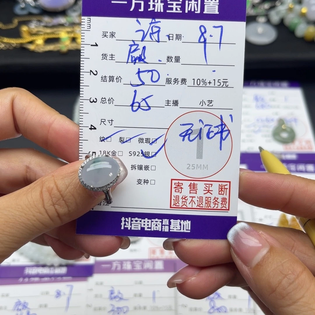 *****翡翠银S925镶嵌颈饰戒指