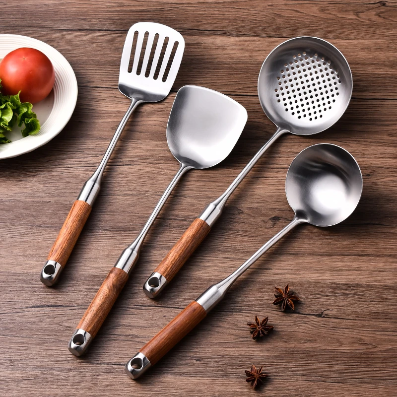 锅铲套装花梨木柄把家用316不锈钢汤勺炒菜铲子汤勺漏勺厨具套装