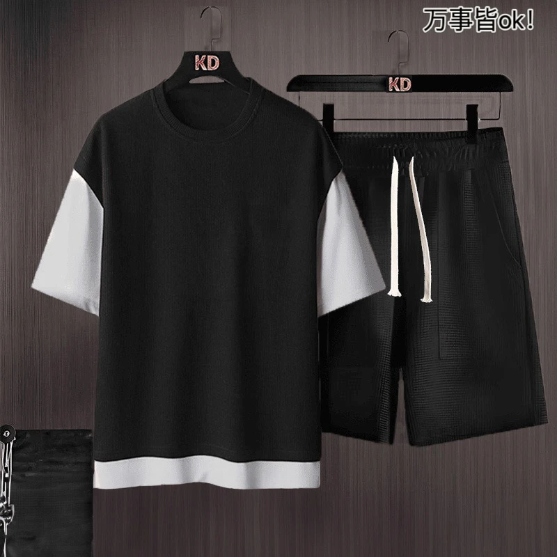 休闲运动套装夏季新款 短袖ins帅气运动服宽松假两件薄款学生跑步