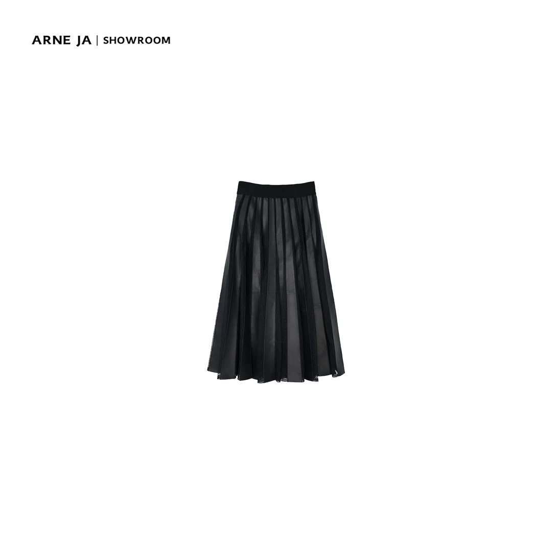 ARNE JA｜“智性美人”优雅灵动时髦秩序延伸羊皮蕾丝拼接半裙W51