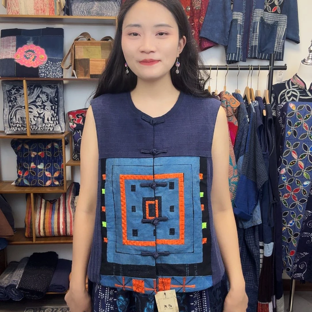 棉棉妤然服饰土布刺绣马甲