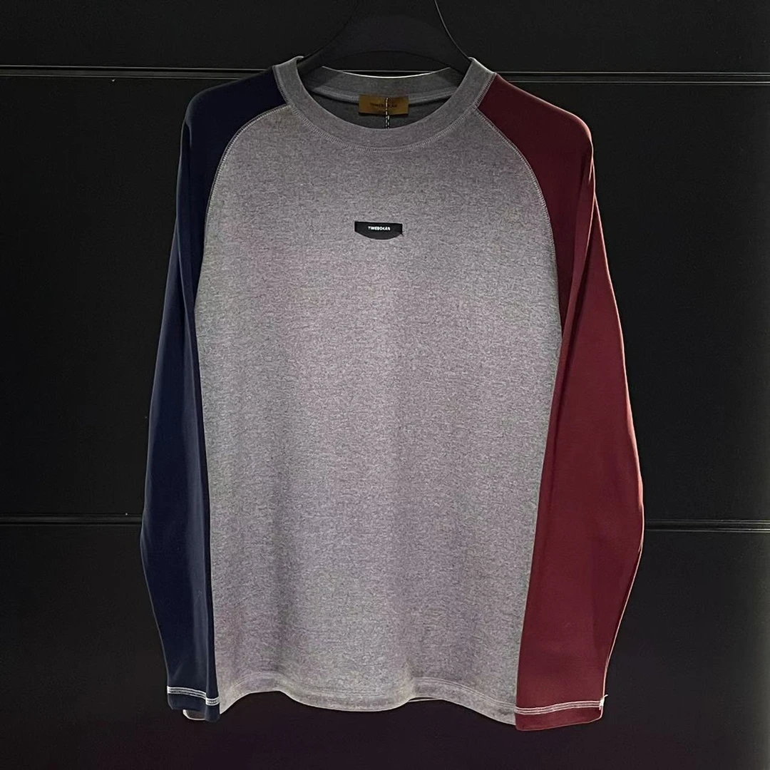 【TIME BOKAN】男士冬季新款时尚休闲潮流撞色轻奢款圆领卫衣88761