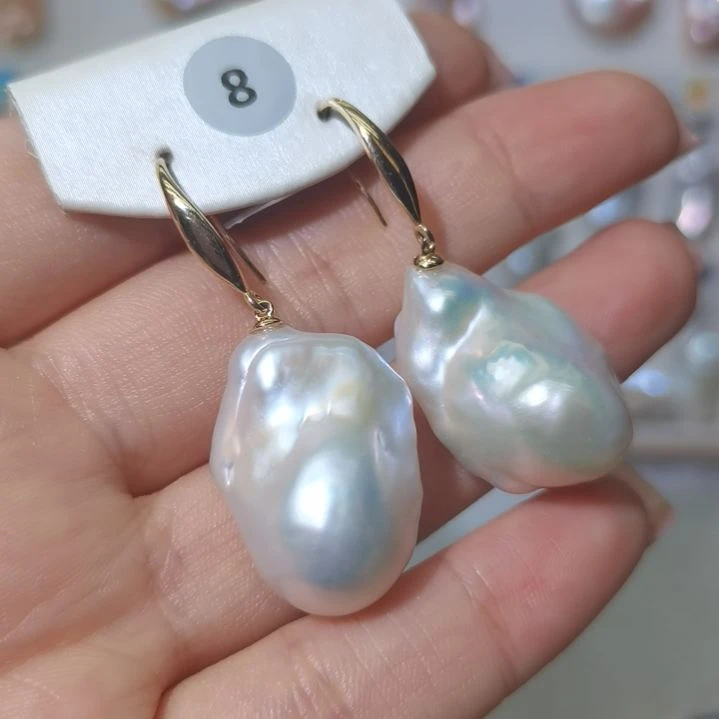 银S925镶嵌耳饰淡水珍珠