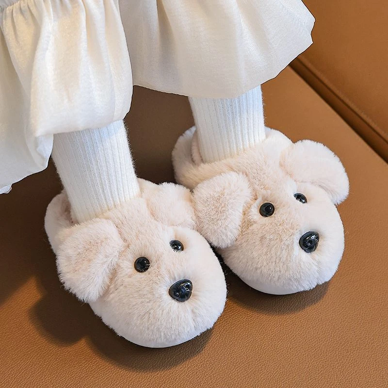 2025小狗儿童拖鞋冬季宝宝棉拖保暖防滑室内家居可爱加厚包跟加绒