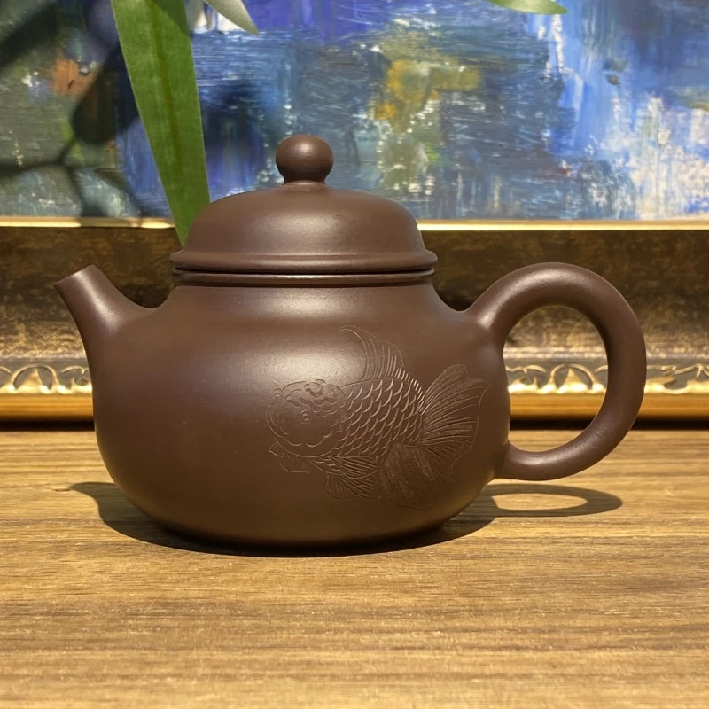 紫茄泥鱼趣容天紫砂壶赵晖