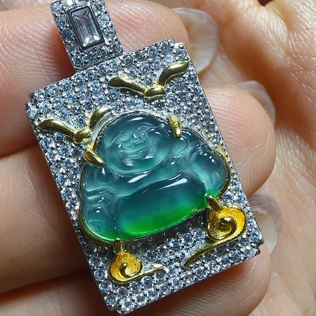 翡翠颈饰银S925镶嵌南***心翡翠260