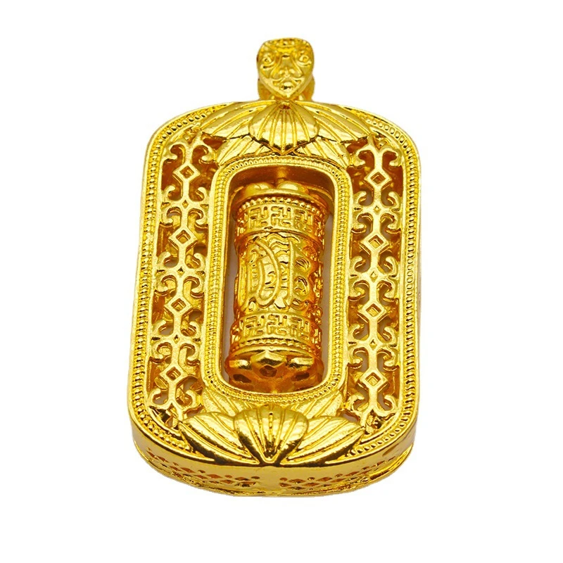 FC 014 六字真言转经筒吊坠项链男霸气镂空裸牌