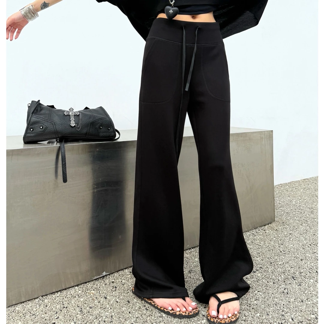 【合肥欢欢】“皮肤裤”时尚百搭宽松显瘦高弹显瘦休闲阔腿裤女潮0538