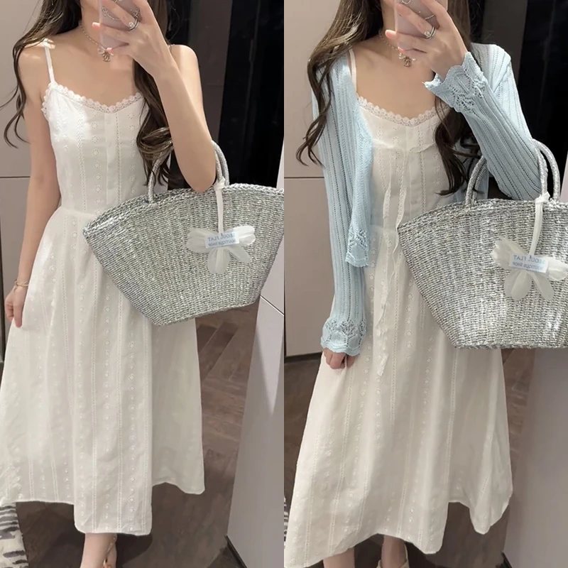 【mimius】喵喵法式温柔风吊带裙+纯色开衫外套 G03379