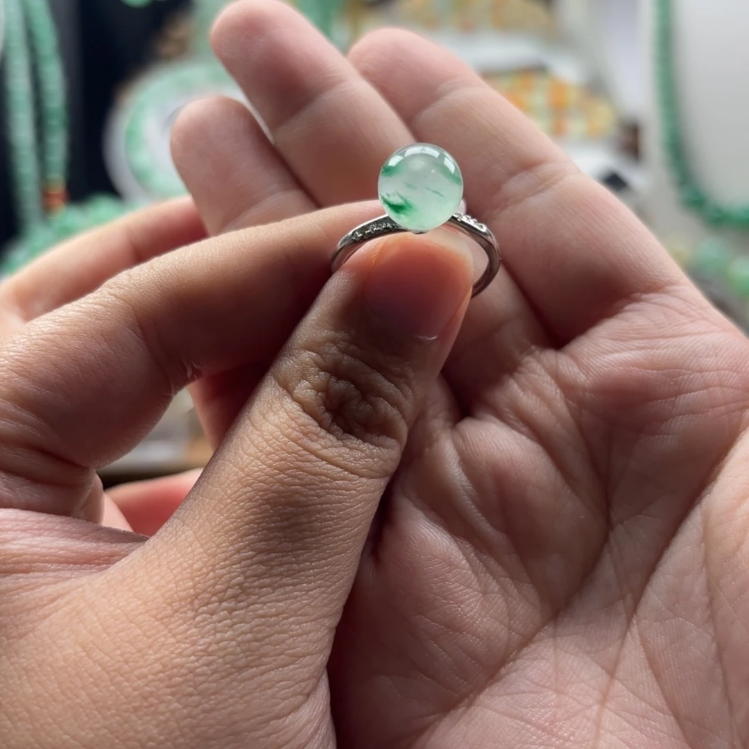 石英质玉银S925镶嵌戒指