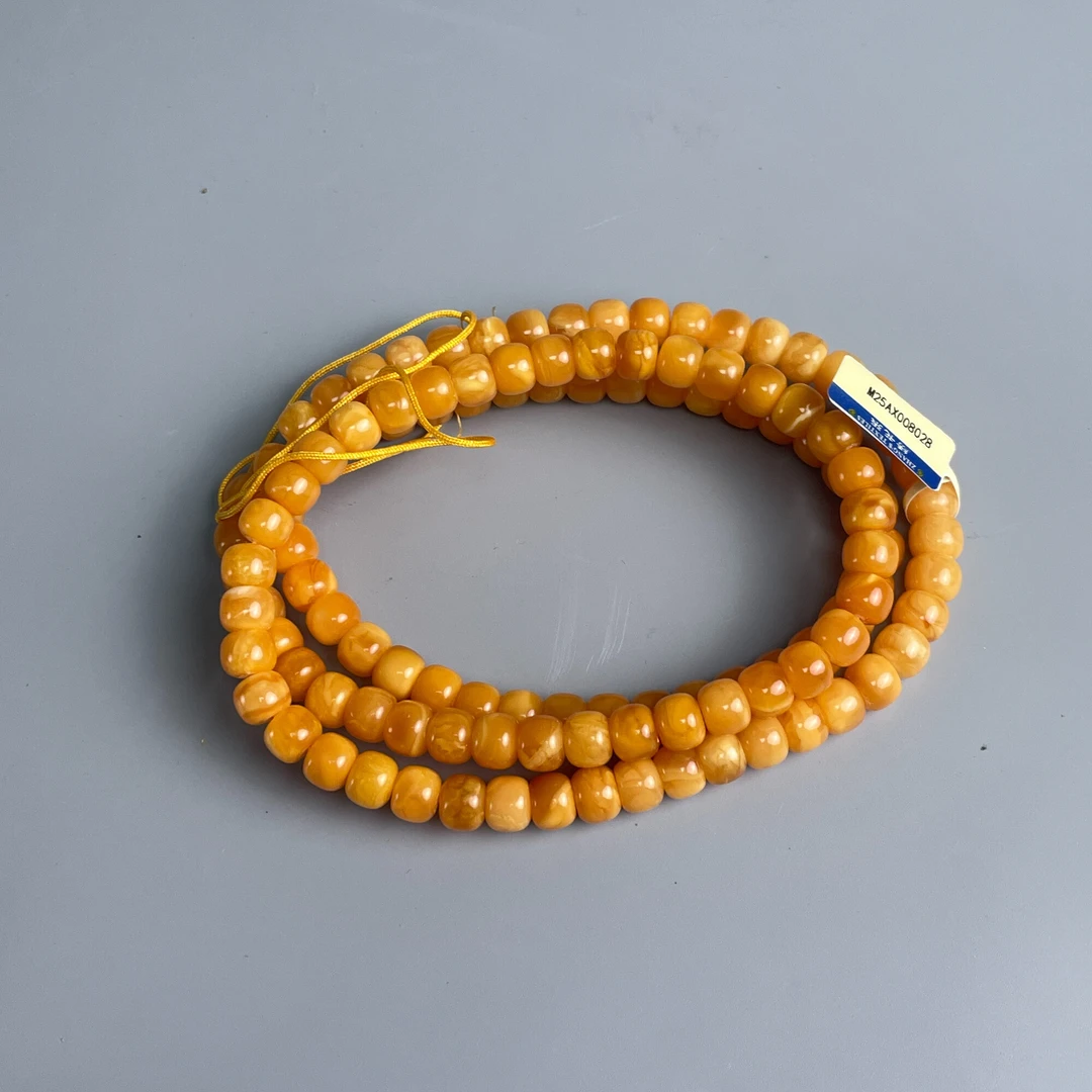 20世纪中后期蜜蜡老型珠串-M25AX008028手把件/挂坠/摆件/绣花张