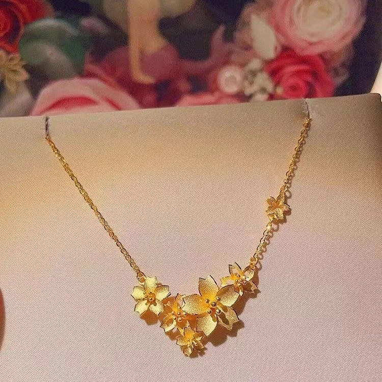 五花金色项链女吊坠锁骨链女礼物饰品