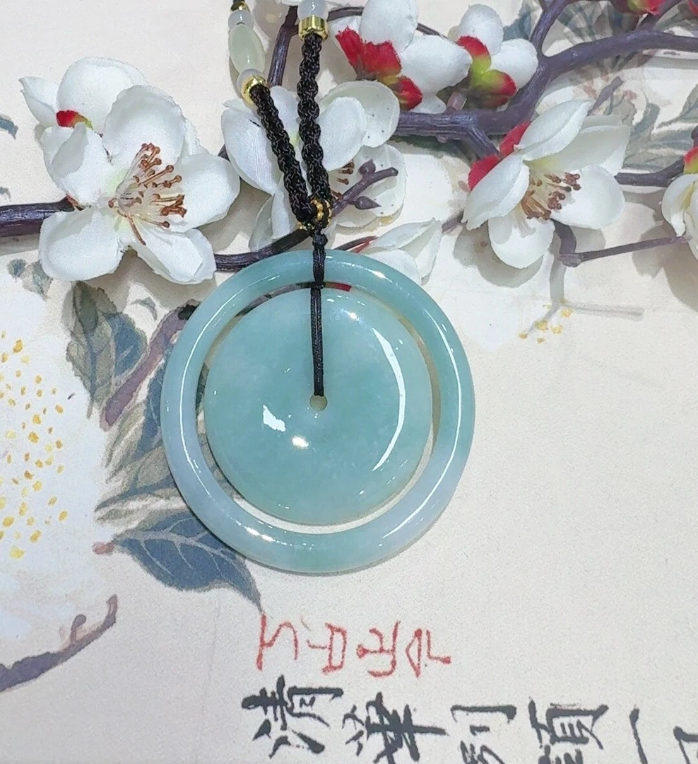 天然翡翠A货子母扣（多样性发货发一个）宽高48-50厚5-8送绳