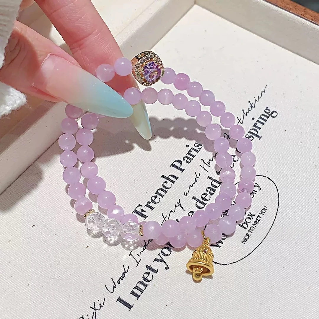 【锦瑟珠宝】猫眼紫锂辉双圈 原创精美小清新优雅国潮古风设计款