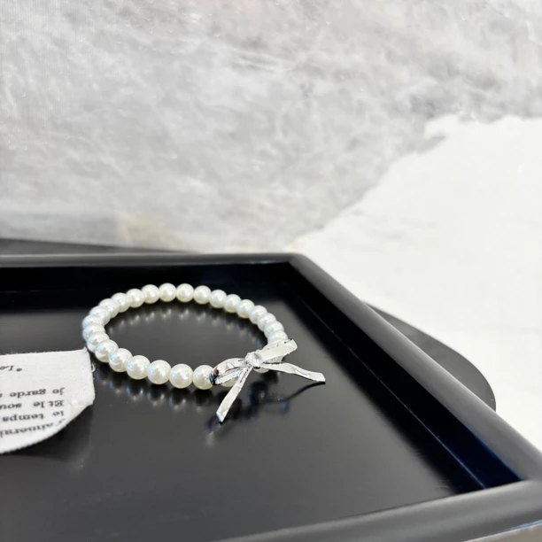 铜合金仿珍珠手链 蝴蝶结zz手链SL1963