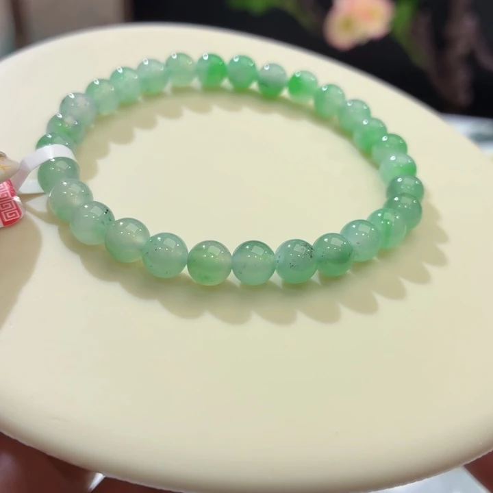 翡翠未镶嵌手链冰丝绿卡6.2