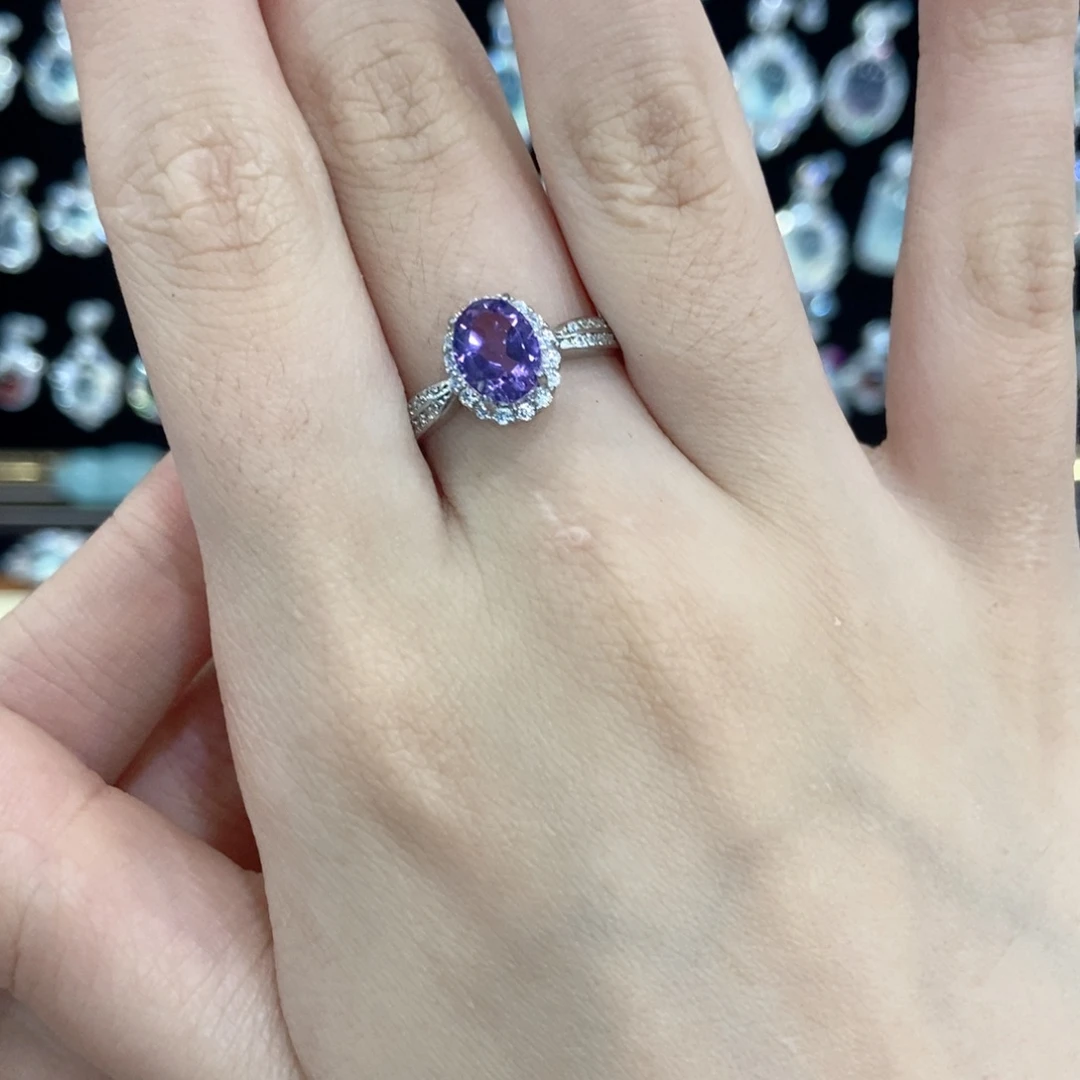 银S925镶嵌戒指紫晶