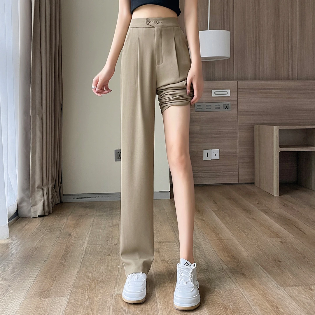 XWI/欣未2025年夏季新款显瘦休闲高腰拖地裤阔腿裤0556