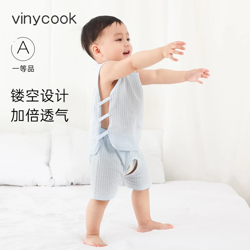 婴儿背心薄款纯棉夏季吊带男宝宝琵琶衣新生儿连体衣无袖哈衣夏装