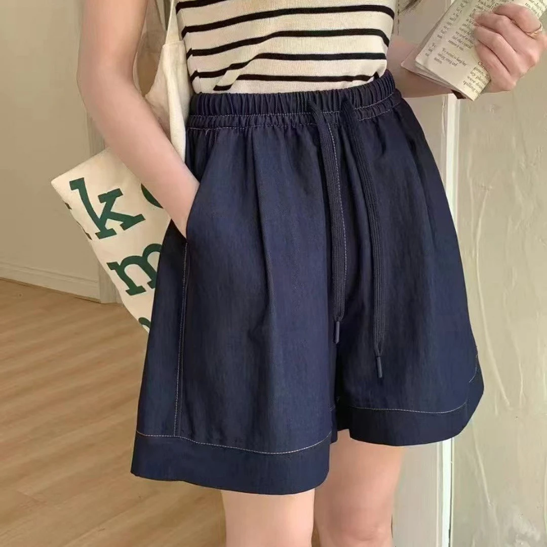 新款牛仔短裤2025夏季薄款A字热裤女韩版时尚高腰显瘦阔腿休闲裤