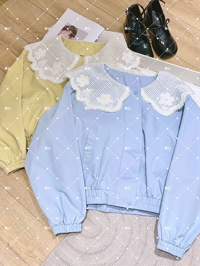丨春季新款时尚气质小众蕾丝娃娃领长袖衬衫 MDY2506