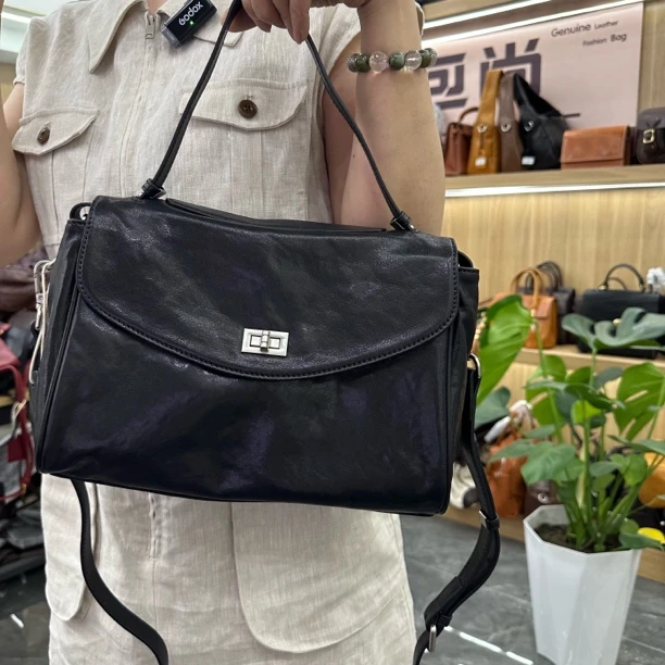 包尚时袋61629法式单肩包单根黑色轻奢腋下包手工欧若新中式百搭