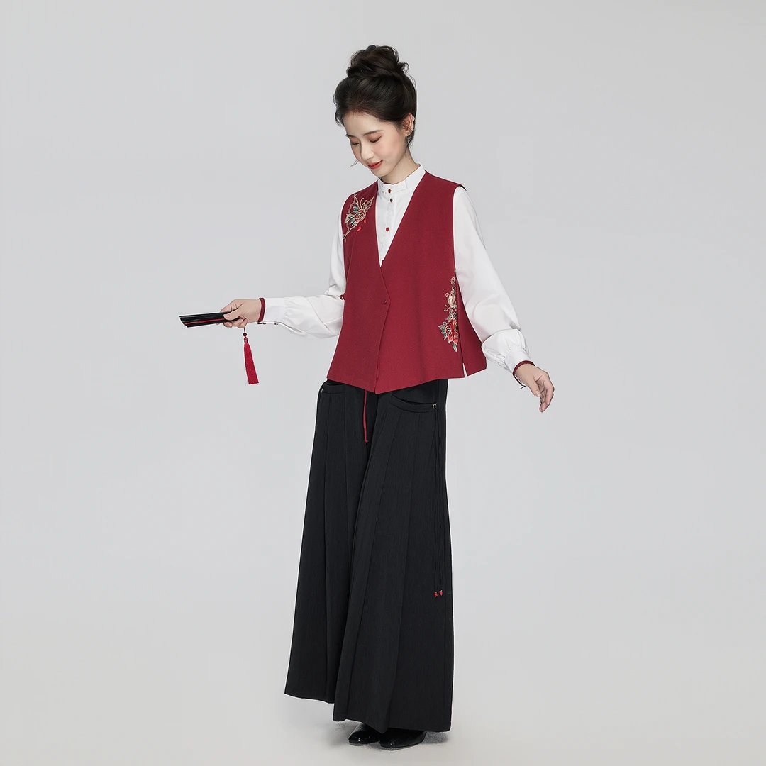 星河汉歌（山间觅）流光风秋季新款改良宋裤马甲套装国风阔腿裤垂感