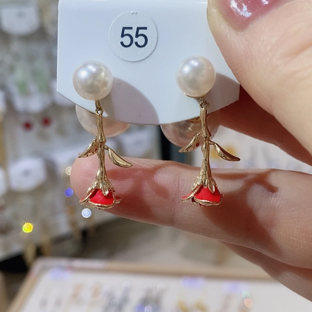 银S925镶嵌淡水珍珠耳饰