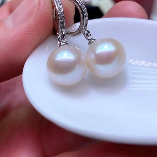 淡水珍珠耳饰银S925镶嵌