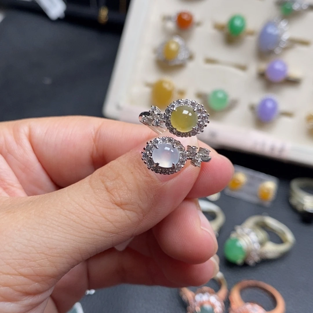 翡翠戒指银S925镶嵌