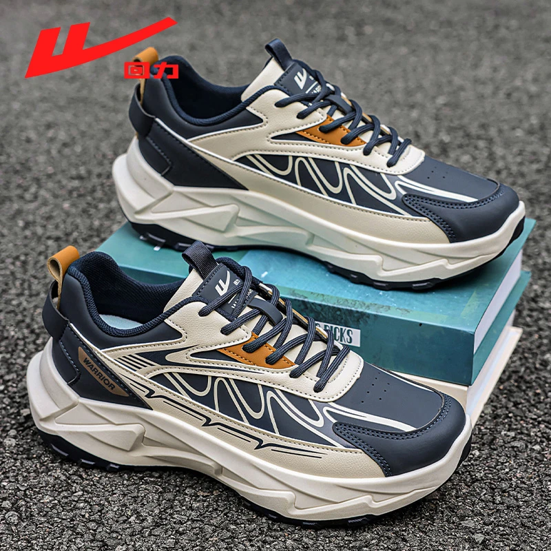 Warrior/回力老爹鞋男2025棉休闲运动鞋皮面防水防滑工作劳保鞋