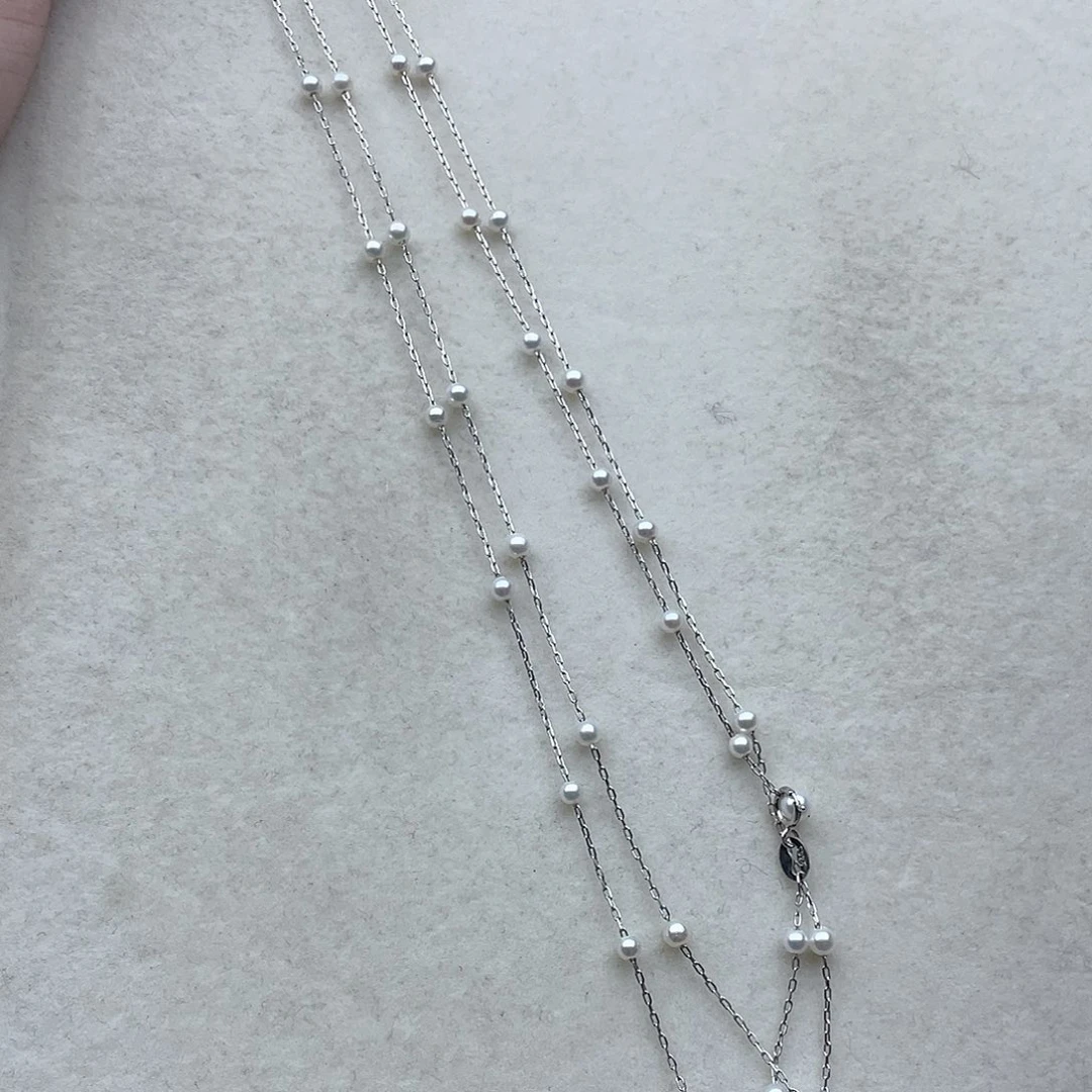 银S925镶嵌套链21淡水珍珠