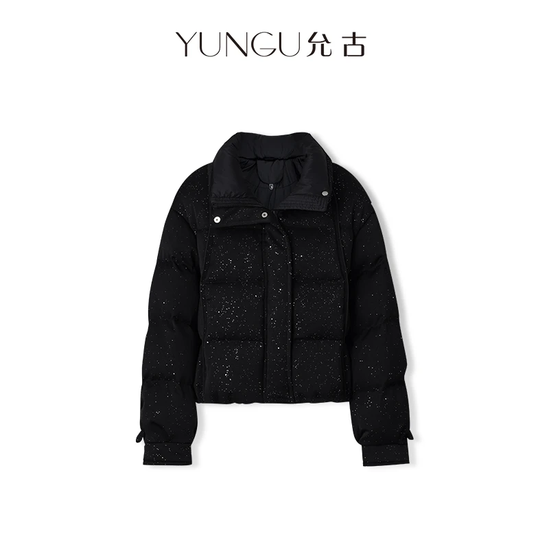YUNGU允古【奶盖】鸭绒立领短款羽绒服女2025冬季新款时尚保暖外套