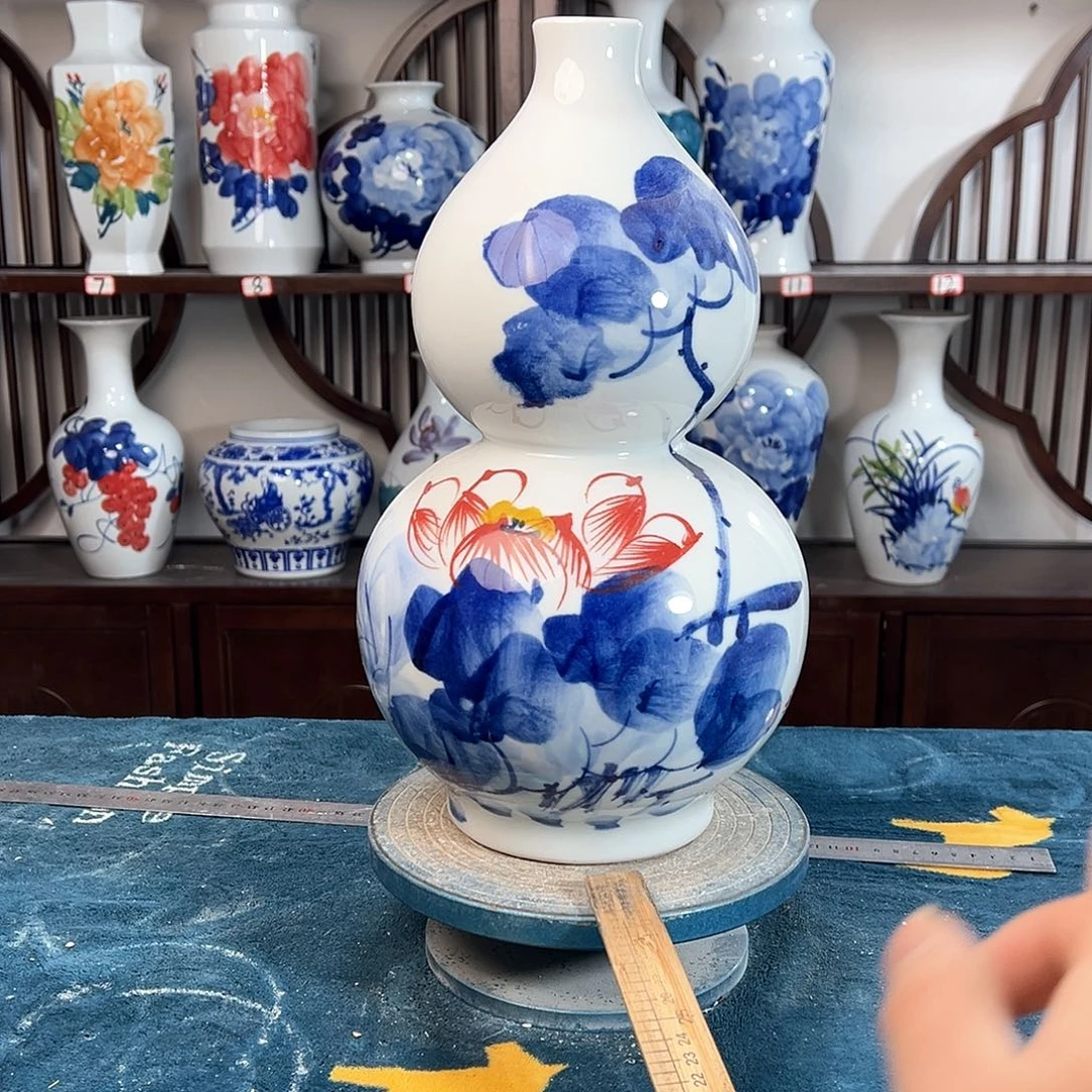 摆件景德镇陶瓷葫荷花