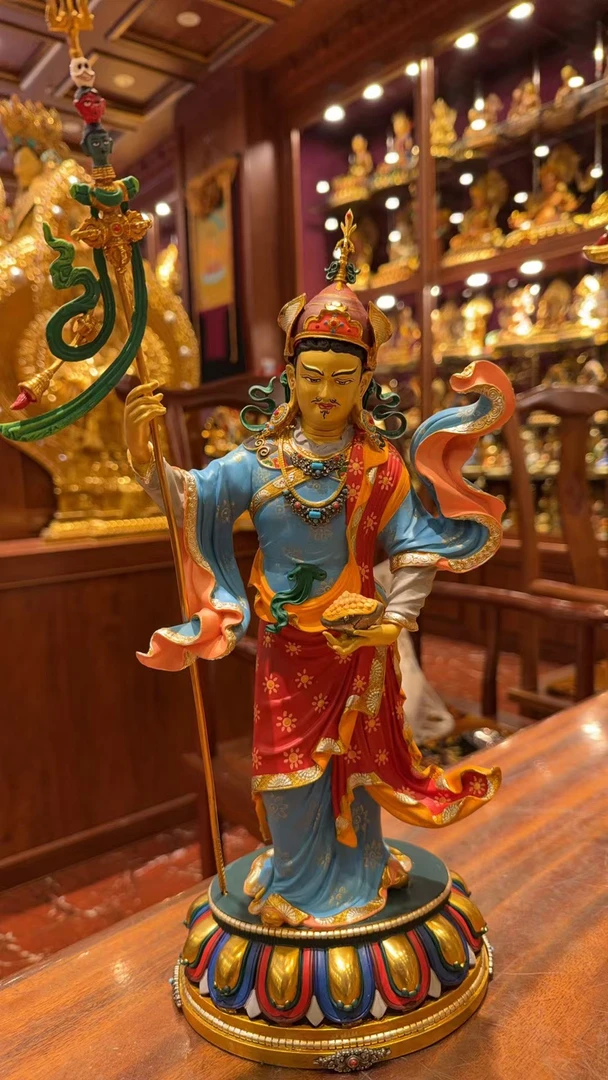 莲花生站像黄铜彩绘40cm