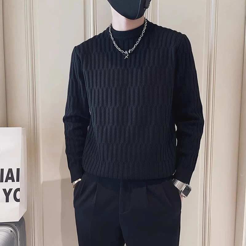 圆领卫衣男高级感潮牌长袖打底衫秋冬季加绒2025新款痞帅黑色上衣