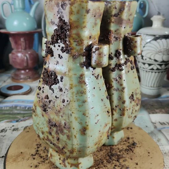 瓷片成对官窑生锈瓷