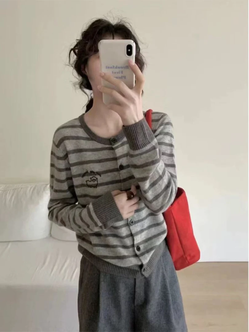 128【灰小羊开衫】高级气质针织女衫