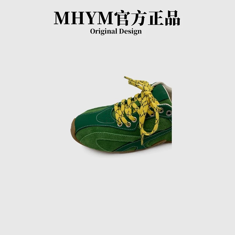THE·FENGLIYA 牛皮复古阿甘鞋2025新款运动风平底德训鞋休闲系带