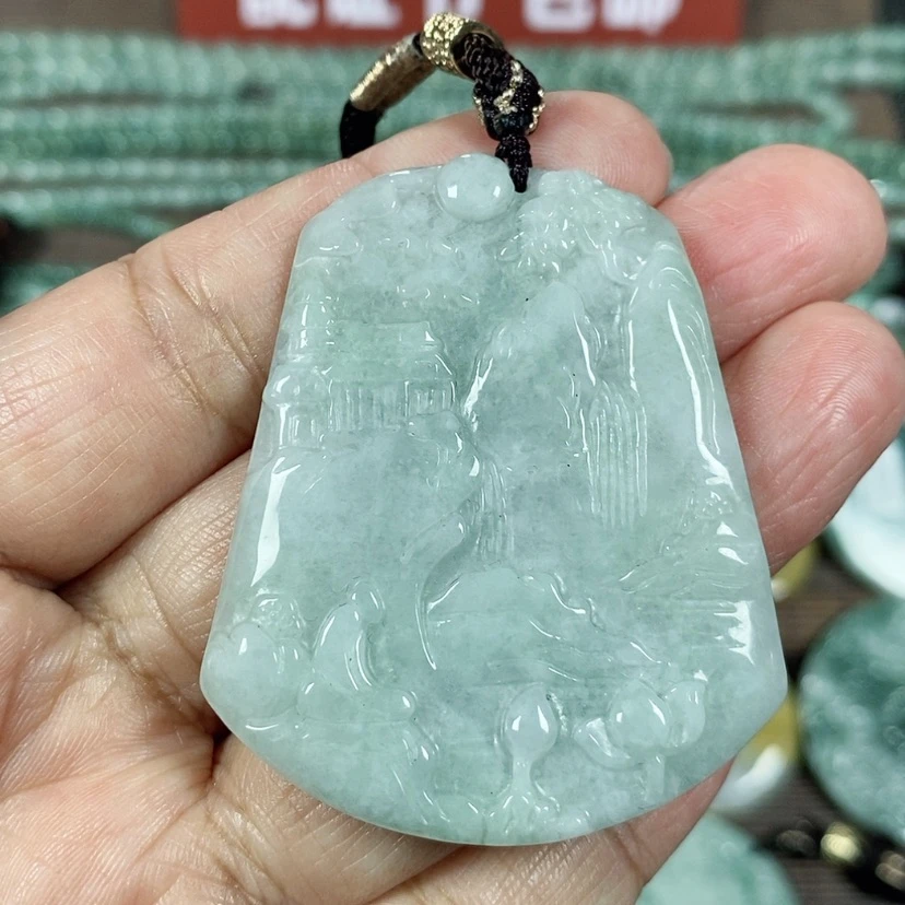【闪购商品】翡翠颈饰未镶嵌玉吊坠翡翠玉山水牌