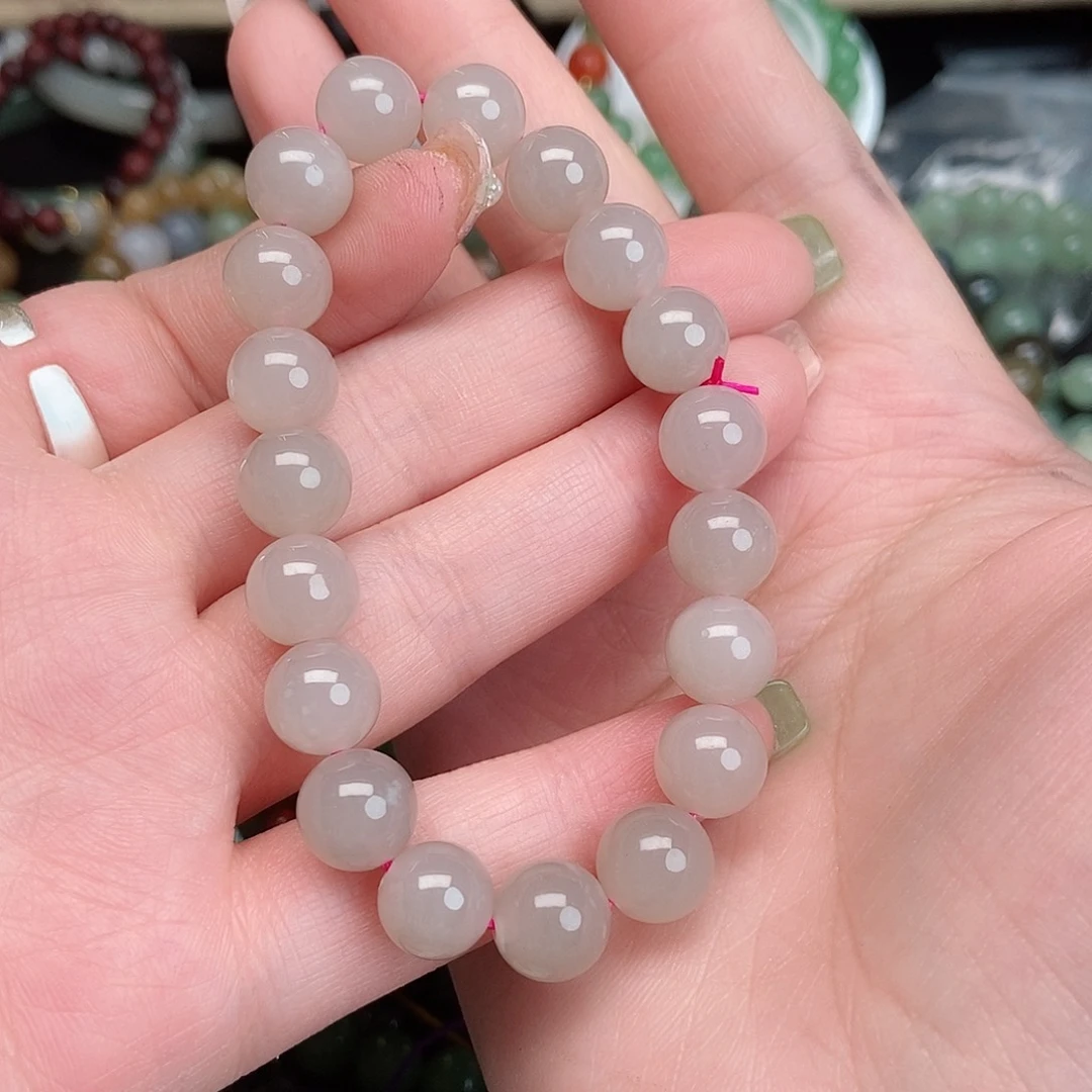 和田玉手链未镶嵌10mm藕粉