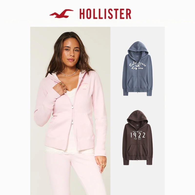 Hollister美式小海鸥图案保暖抓绒外套卫衣26春新款女装352-6053