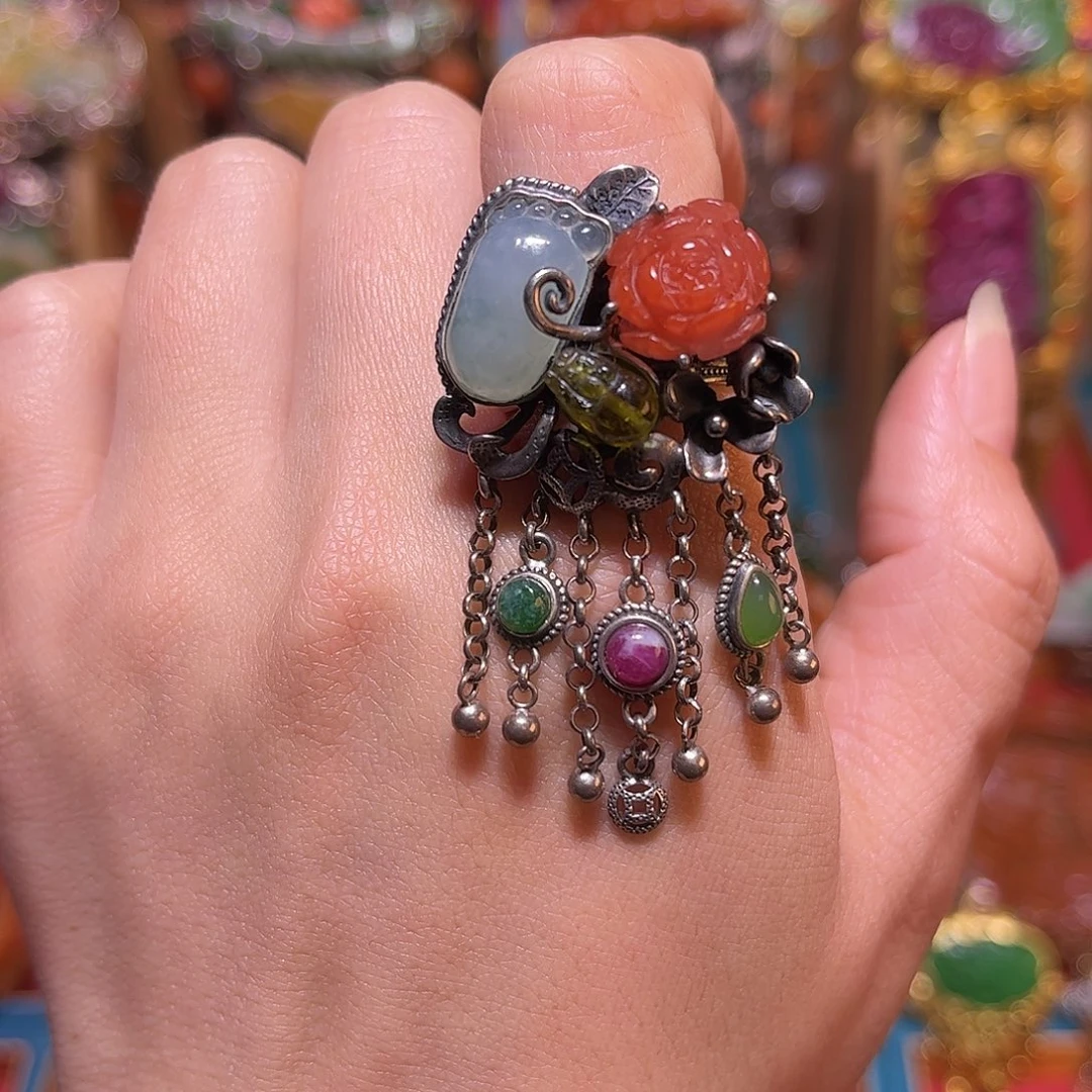 翡翠银S925镶嵌戒指